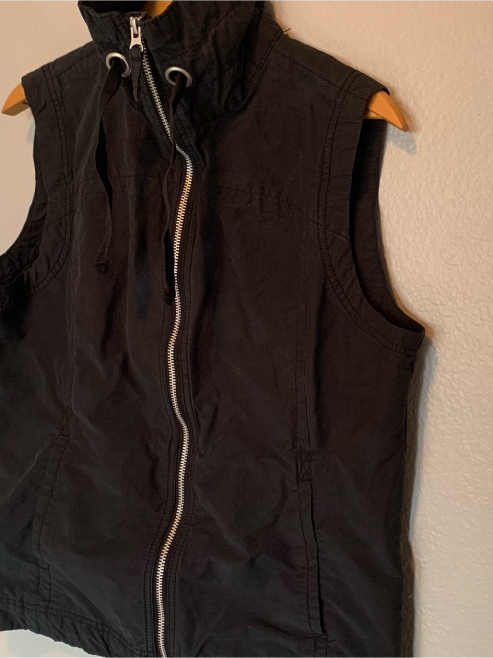 Columbia Black Sleeveless Zip-Up Cotton Nylon Blend Vest Size Large